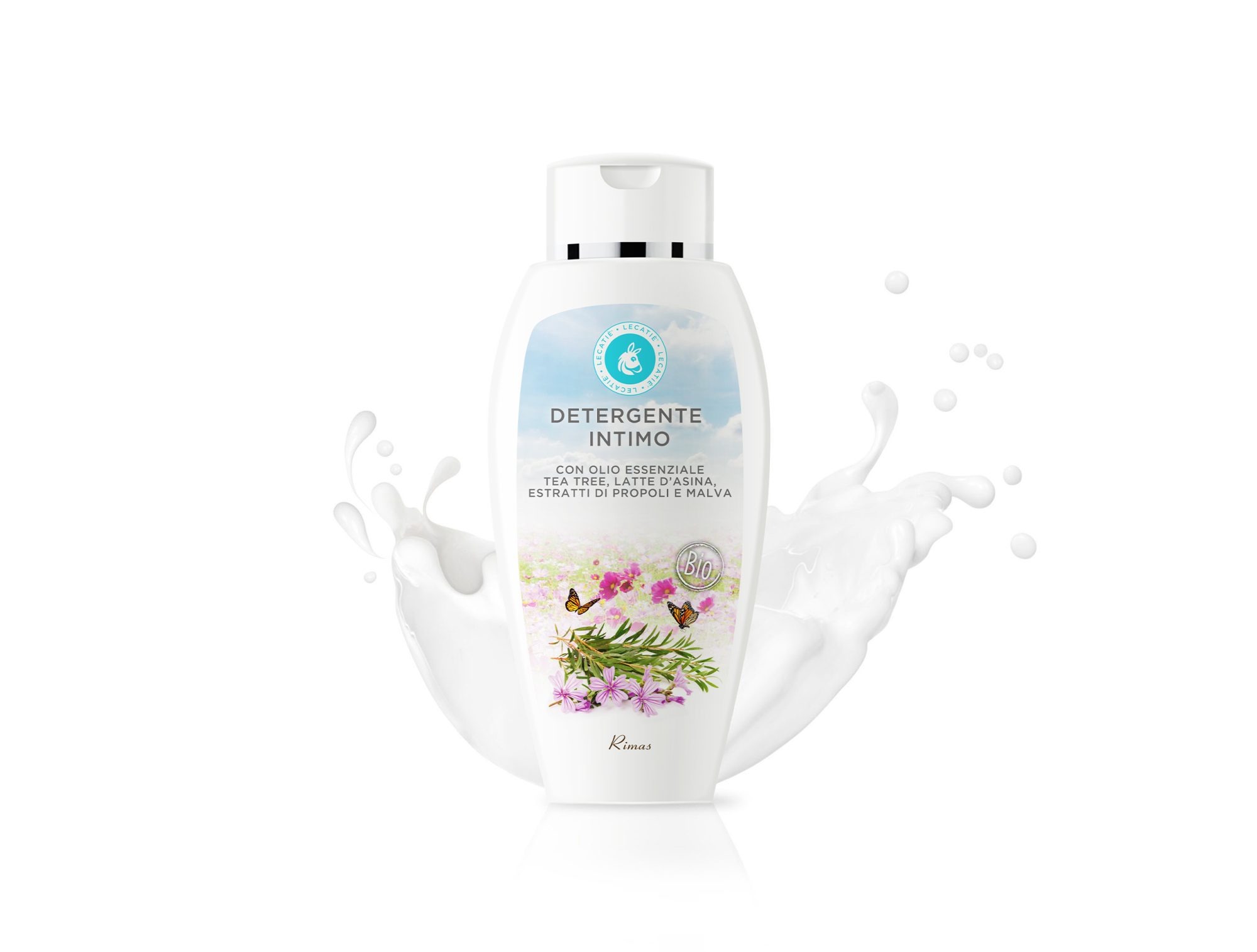 Detergente Intimo BIO al Latte d'Asina, Tea Tree Oil, Propoli e Malva