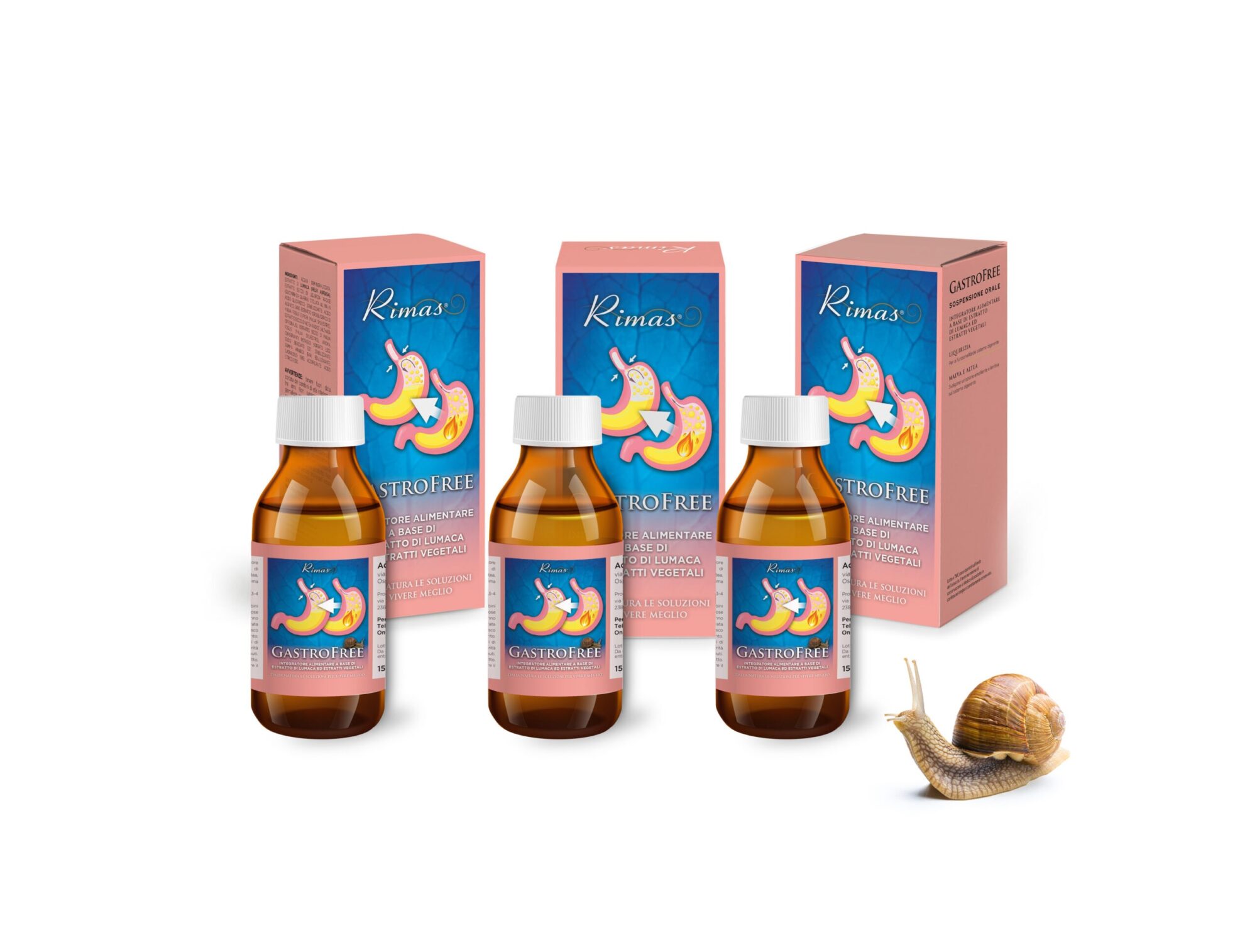 GASTROFREE 3 flaconi integratore in sciroppo alla bava di lumaca per contrastare iperacidità e reflusso gastroesofageo